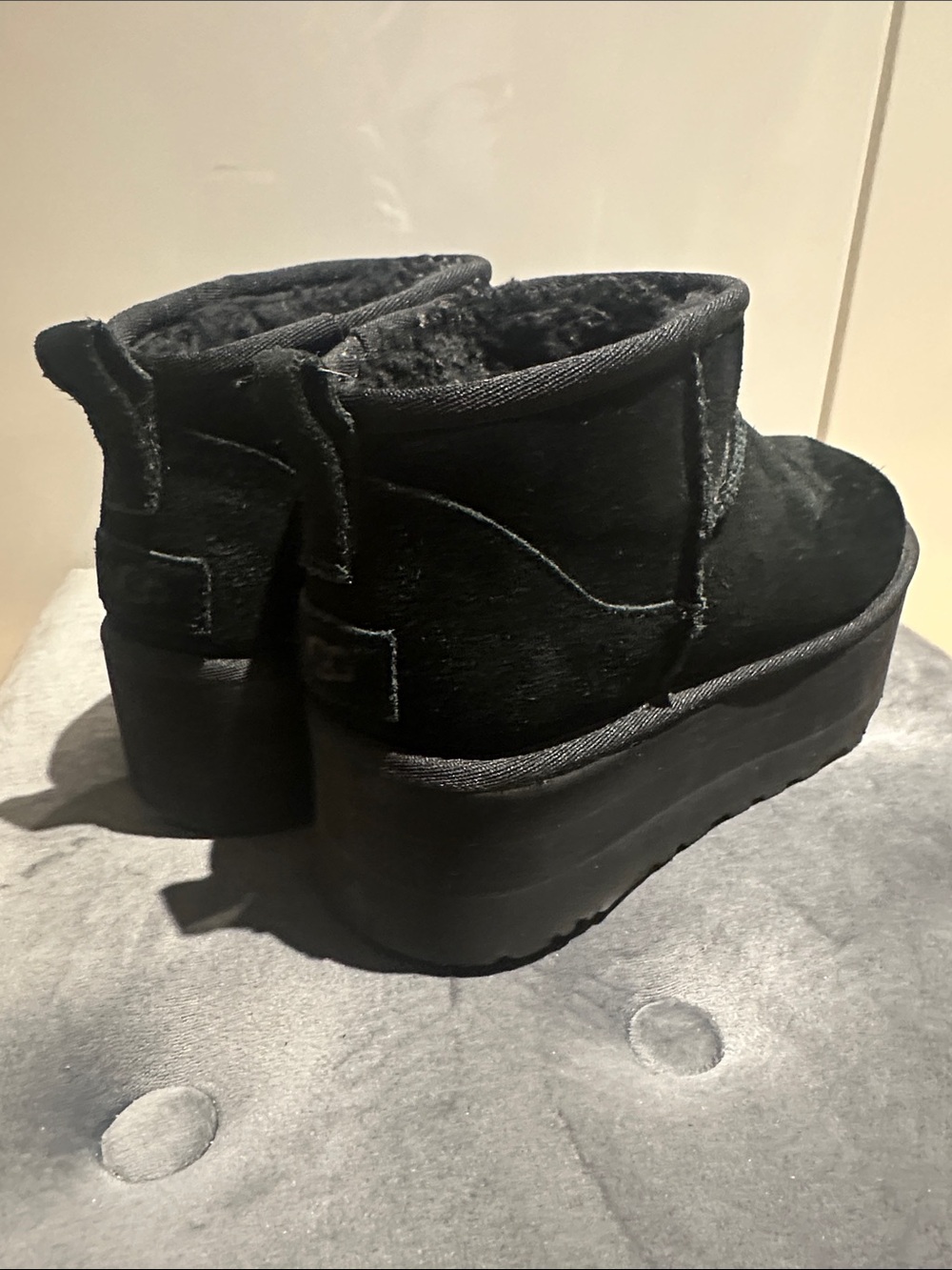 UGG Black Suede Platform Ankle Boots